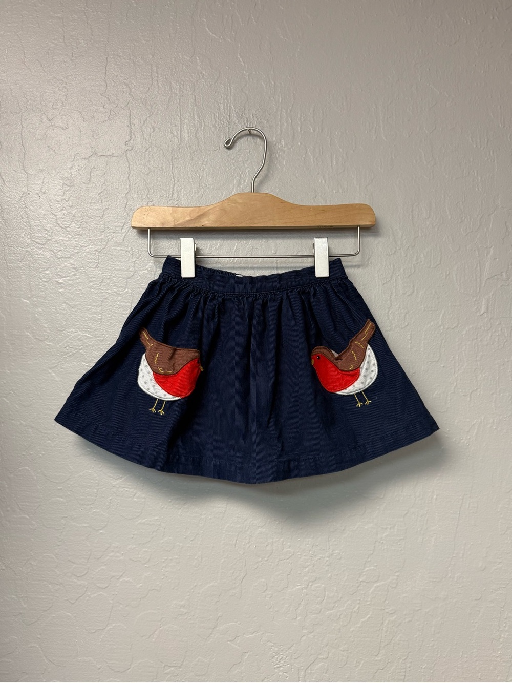 $20 ADD ON mini boden blue corduroy twirl skirt birds 2-3Y hanna andersson zara